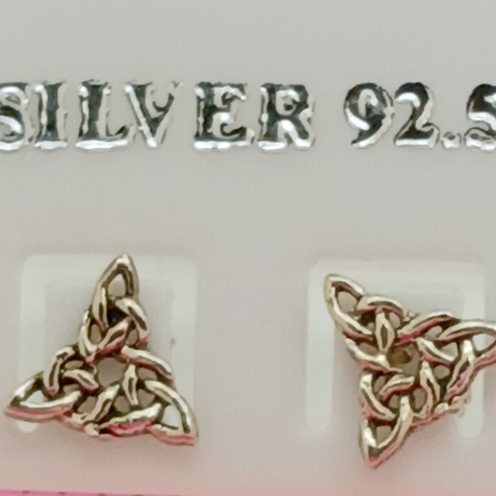 Vintage Celtic Trinity Knot Earrings 925 Sterling Silver Triquetra Petite Studs
